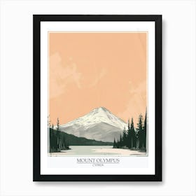 Mount Olympus Cyprus Color Line Drawing 5 Poster Art Print