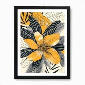 Yellow Floral Pattern Art Print