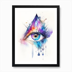 Spiritual Awakening, Symbol, Third Eye Watercolour 1 Art Print