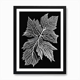 Blackberry Leaf Linocut 2 Art Print