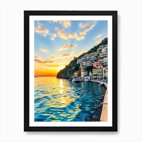 Sunset In Amalfi Coast 2 Art Print