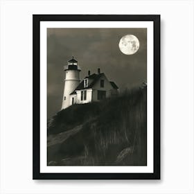 Lighthouse At Night Art Print