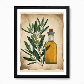 Olive Branch Olive Oil Illustration 1 Art Print