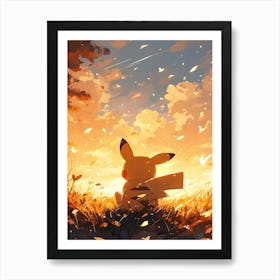 Pikechu Sunset Art Print