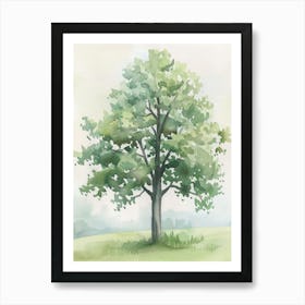 Linden Tree Atmospheric Watercolour Painting 6 Art Print