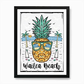 Retro Wailea Beach Maui Hawaii Art Print