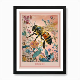 Floral Animal Painting Honey Bee 2 Poster Art Print