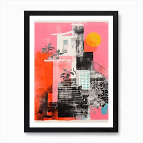 A House In Positano, Abstract Risograph Style 4 Art Print