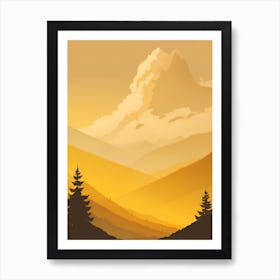 Misty Mountains Vertical Composition In Yellow Tone 10 Art Print