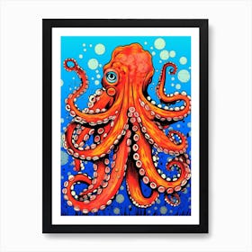 Day Octopus Retro Pop Art  Illustration 1 Art Print