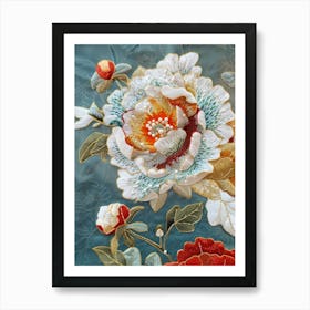 Chinese Flower Embroidery Art Print