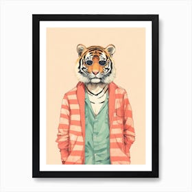 Tiger Illustrations Wearing A Sarong 3 Art Print