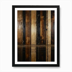 Abstract With Brown And Black Lines Art Print