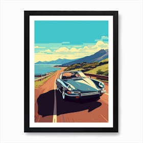 A Porsche 911 In Causeway Coastal Route Illustration 4 Art Print