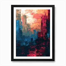 Abstract City | Pixel Minimalism Art Series 2 Art Print