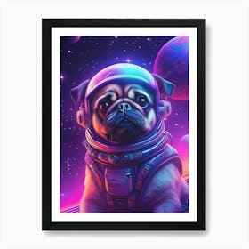 Pug In Space Synthwave Art Print