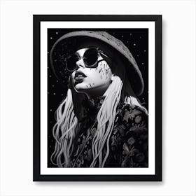 Billie Eilish B&W Fashion Portrait 1 Art Print