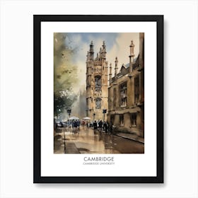 Cambridge University 2 Watercolor Travel Poster Art Print