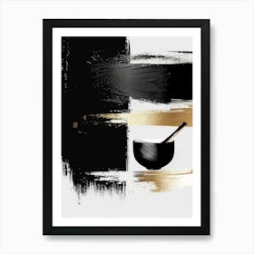 Black And Gold Brush Strokes 3 Art Print