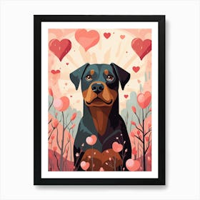 Rottweiler Dog In The Forest Art Print