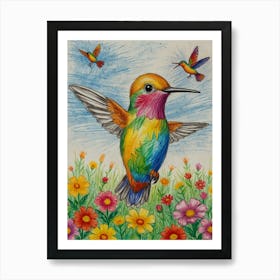 Colorful Hummingbird 3 Art Print