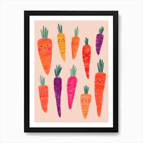 Happy Veg Cheerful Carrots Art Print