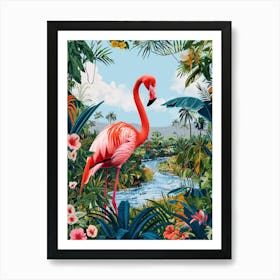 Greater Flamingo Argentina Tropical Illustration 3 Art Print