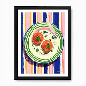 A Plate Of RipeTomatoes Top View Food Illustration 1 Art Print