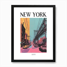 Queens New York Colourful Silkscreen Illustration 3 Poster Art Print