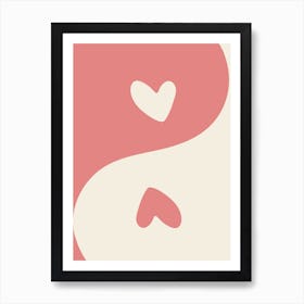 Ying Yang Pink Hearts Art Print