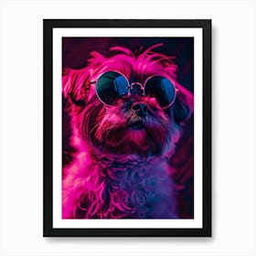 Beautiful Dog Under Neon Lights 24 Art Print