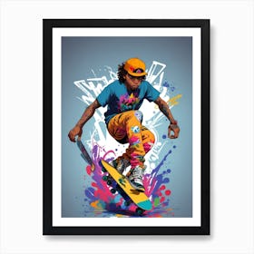 Skateboarder Canvas Art Art Print