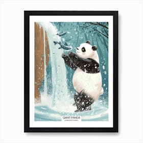 Giant Panda Catching Fish In A Tranquil Lake Poster 2 Art Print by