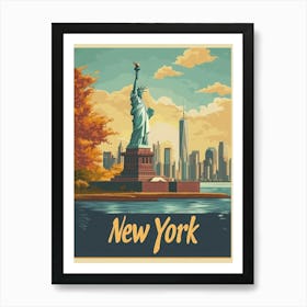 Aihrgdesign A Retro Travel Poster For New York Featuring The 3 Art Print