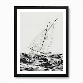 Sailboat In Rough Seas 1 Art Print