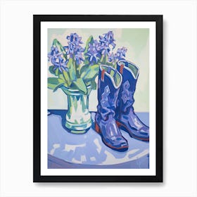 A Painting Of Cowboy Boots With Snapdragon Flowers, Fauvist Style, Still Life 12 Art Print