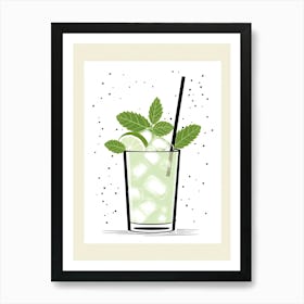 Illustration Mint Julep Floral Infusion Cocktail 1 Art Print