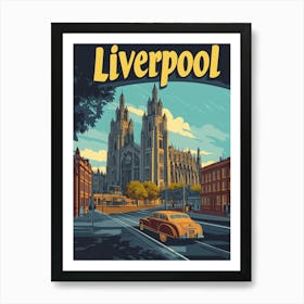 Aihrgdesign A Retro Travel Poster For Liverpool Featuring The Ea48d6b8 B6f0 4d58 9a32 5058fd28f6c9 1 Art Print