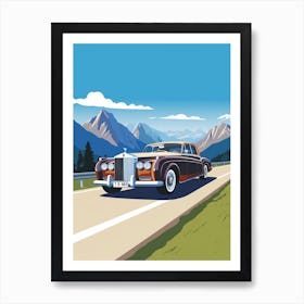 A Rolls Royce Phantom In The Route Des Grandes Alpes Illustration 2 Art Print
