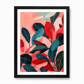 Abstract Leaves On A Pink Background Art Print