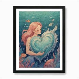 Mermaid With Heart Art Print