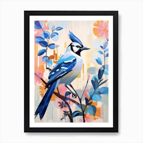 Bird Painting Collage Blue Jay 1 Art Print