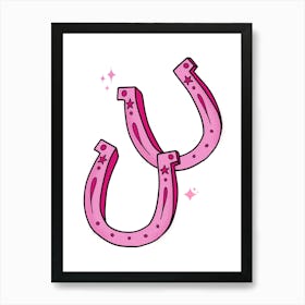 Lucky Horseshoes In Pink Print Art Print