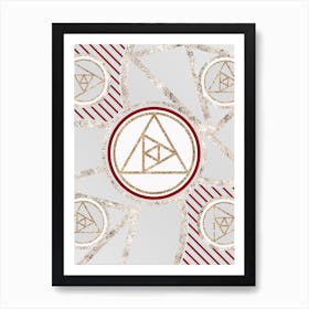 Geometric Abstract Glyph in Festive Gold Silver and Red n.0049 Art Print