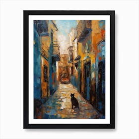 Painting Of Marrakech With A Cat In The Style Of Expressionism 2 Art Print