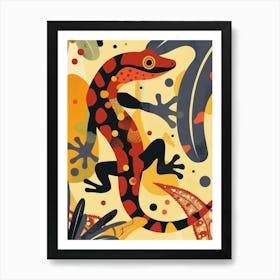 Red Mediterranean House Gecko Abstract Modern Illustration 3 Art Print