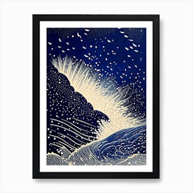 Water Splatter Water Waterscape Linocut 2 Art Print