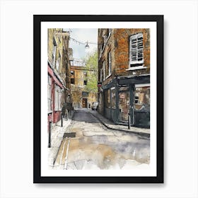 Greenwich London Borough   Street Watercolour 2 Art Print