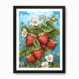 Strawberries Illustration 4 Art Print