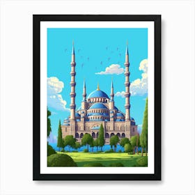 Blue Mosque Sultan Ahmed Mosque Pixel Art 5 Art Print